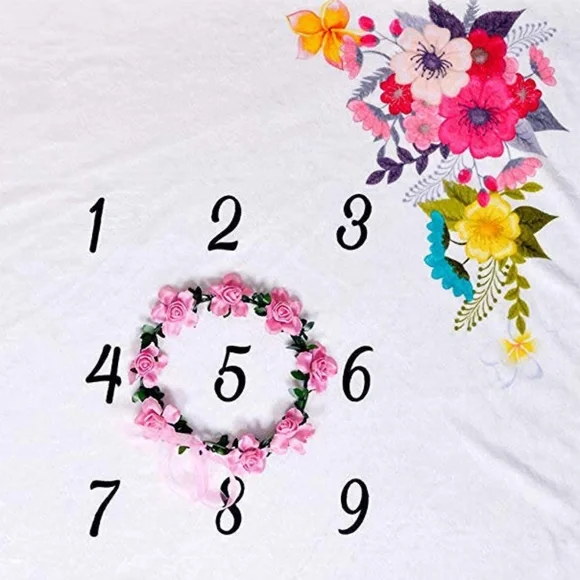 Luxurious floral milestone baby blanket - Picture 4 of 8